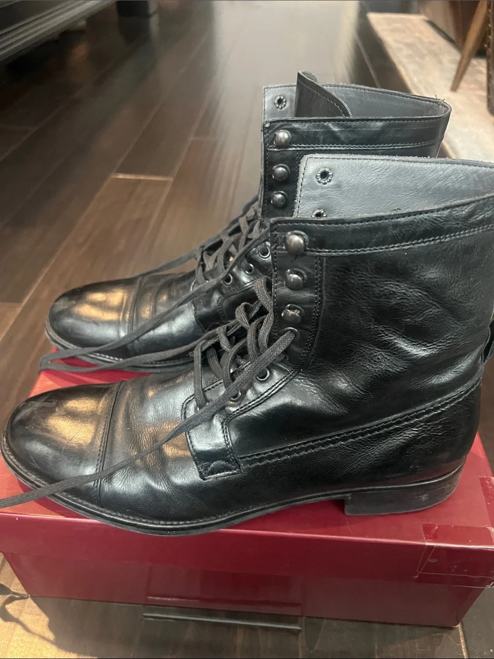 To Boot Men’s Black Leather Lace-Up Boots